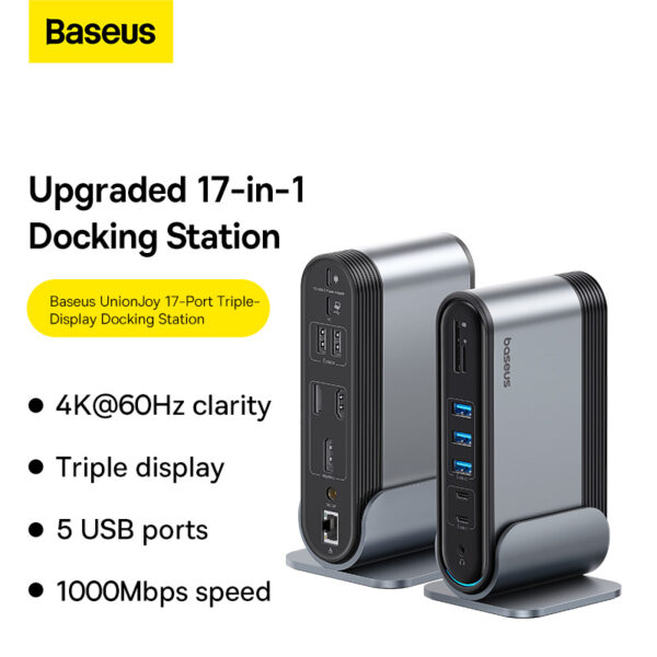 Baseus 17-In-1 Union Joy 17-Port Triple-Display Docking Station - Image 6