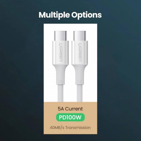 Ugreen Type-C Male to Type-C Male Cable 5A 1m - Image 2