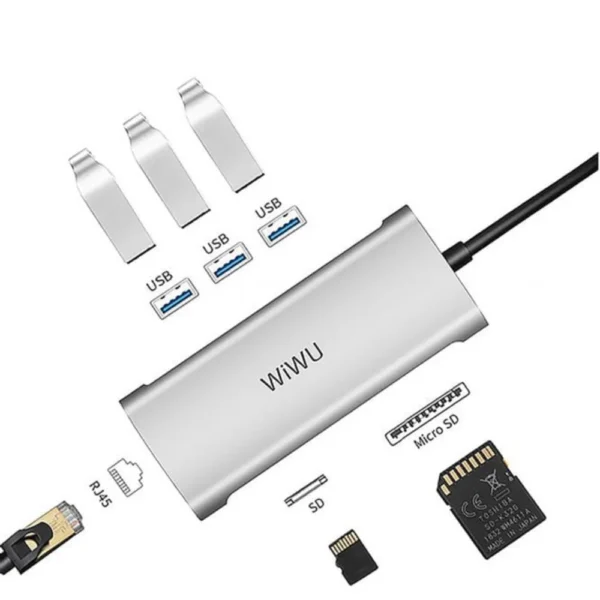 Wiwu 6-in-1 Type-C Hub (631STR) – USB 3.0 - Image 3