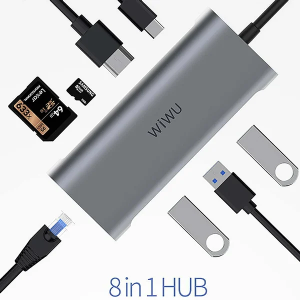 Wiwu Alpha 831HRT 8-in-1 USB-C Hub – Fast Charging