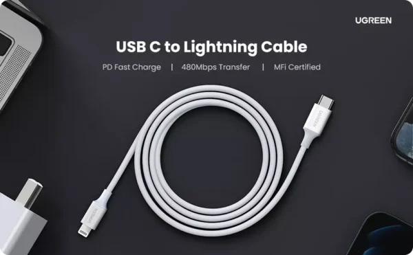 UGREEN USB-C to Lightning M/M Cable Rubber Shell 1m - Image 6