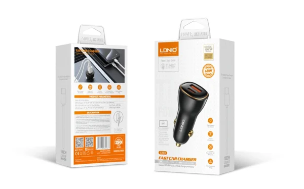 60W Car Charger – LDNIO C103 PD & QC Technology in Pakistan