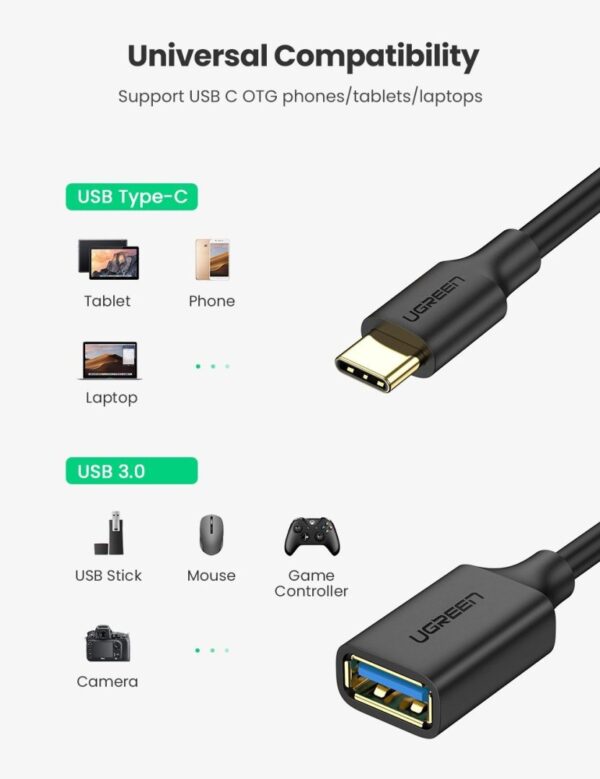 Ugreen USB-C Male to USB 3.0A F/M Cable - Image 2