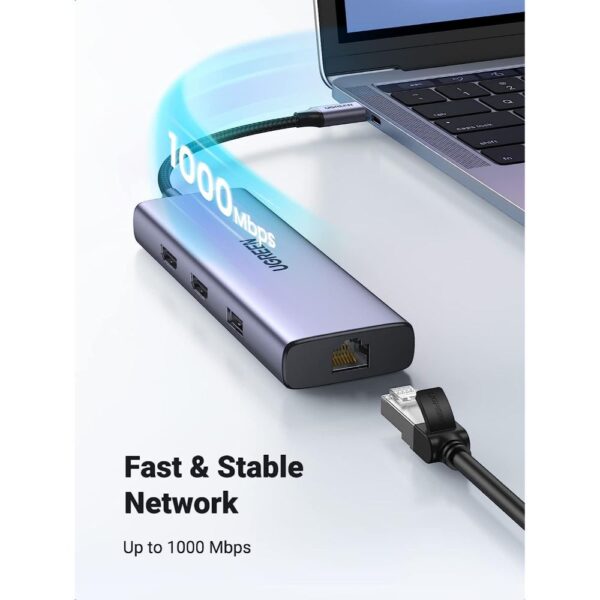Ugreen Usb-C 9-in-1 3XUsb, 2XHdmi + RJ45, SD.TF + PD Adapter - Image 4