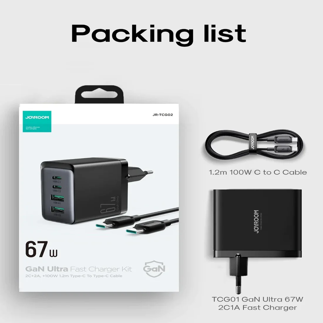 Joyroom 67W GaN Fast Charger 4-Port + 100W Cable | Pakistan - Image 2