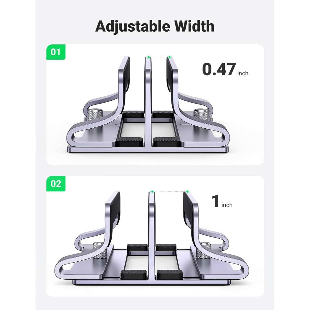 Ugreen Vertical Laptop Aluminum Stand Dual-Slot - Image 3