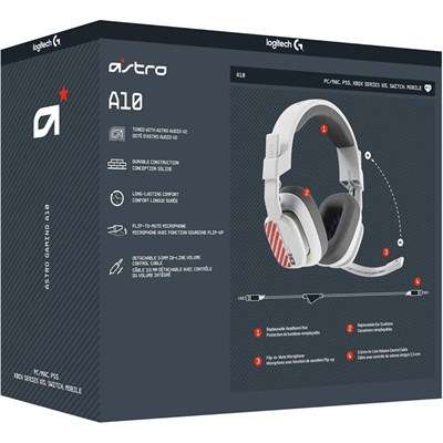 Logitech ASTRO A10 Wired Gaming Headset - White PS PS5 - Image 3