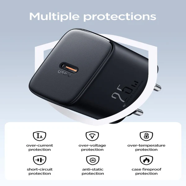 Joyroom TCF11 25W Charger-White (EU)+C to C Cable 1m-Black - Image 4