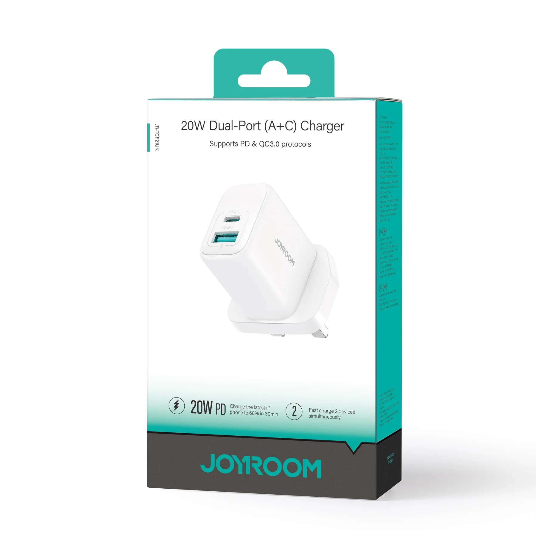 20W Dual Port ( A+C) Charger White - Image 2