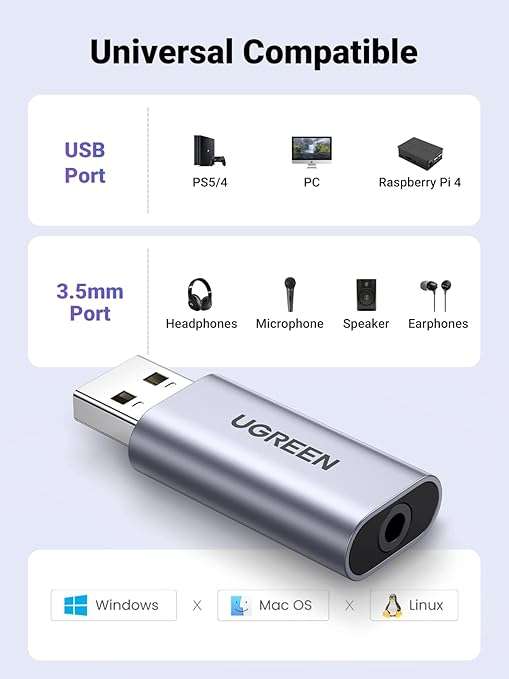 UGREEN 2in1 USB to Audio Jack USB External Audio Adapter - Image 3
