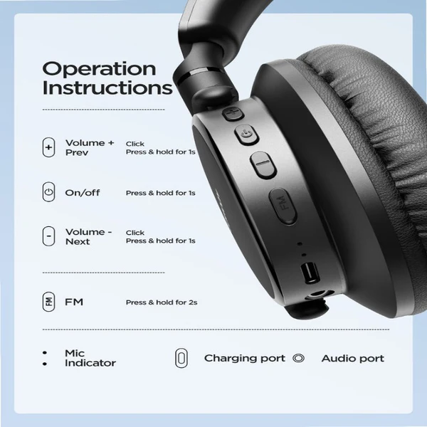 JR-OH1 headset with Bluetooth headset black - Image 7