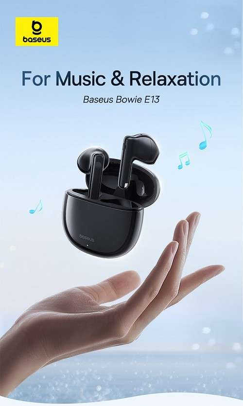 Baseus Bowie E13 True Wireless Earphones Moon White - Image 3