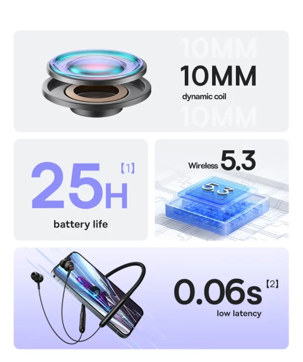 Baseus Bowie P1 Neckband Wireless Earphones Cluster Black - Image 2