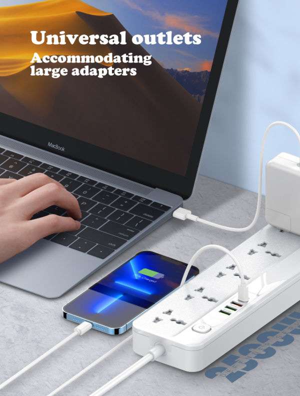 Ldnio Power Strip - 5-Way Outlet with USB Ports - Image 2