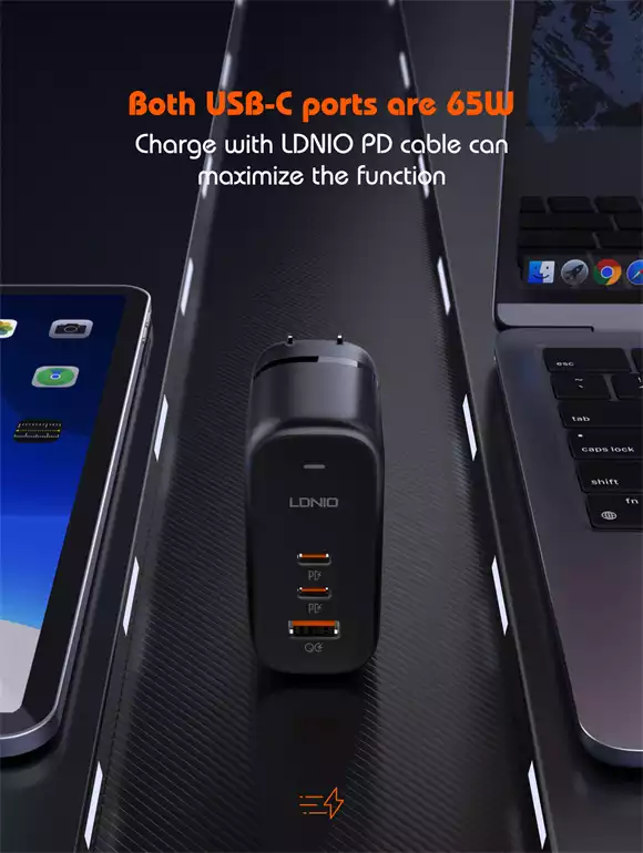 Ldnio 65W 2C+U GaN Fast Charger with USB-C Cable - Image 4