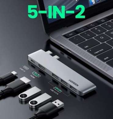 UGREEN 5-in-1 Dual Type-C Hub 4K @30Hz for MacBook