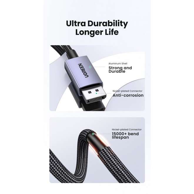 Ugreen 16K DisplayPort 2.1 Male To Male Cable 2m - Image 4