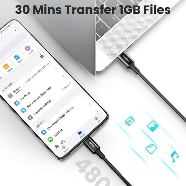 Ugreen USB-C 2.0 Fast Charging Cable 100W 1m - Image 2