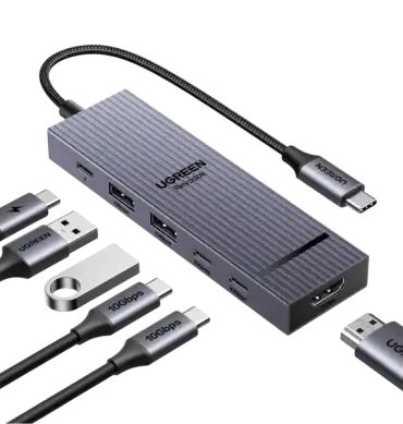 UGREEN 45363 Revodok 6-in-1 USB-C Hub with 10Gbps USB-C & USB-A Data Ports 4K@60Hz HDMI